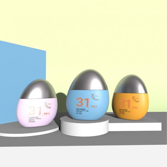 50ml Oval Egg Shape EVOH Squeeze Plastic Sunscreen Bottle